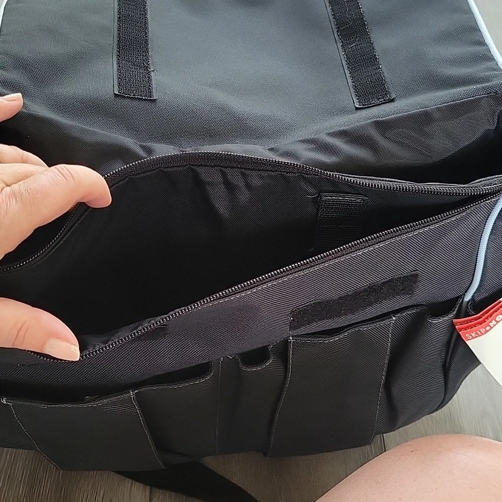 Skip Hop black with light blue dash Diaper bag